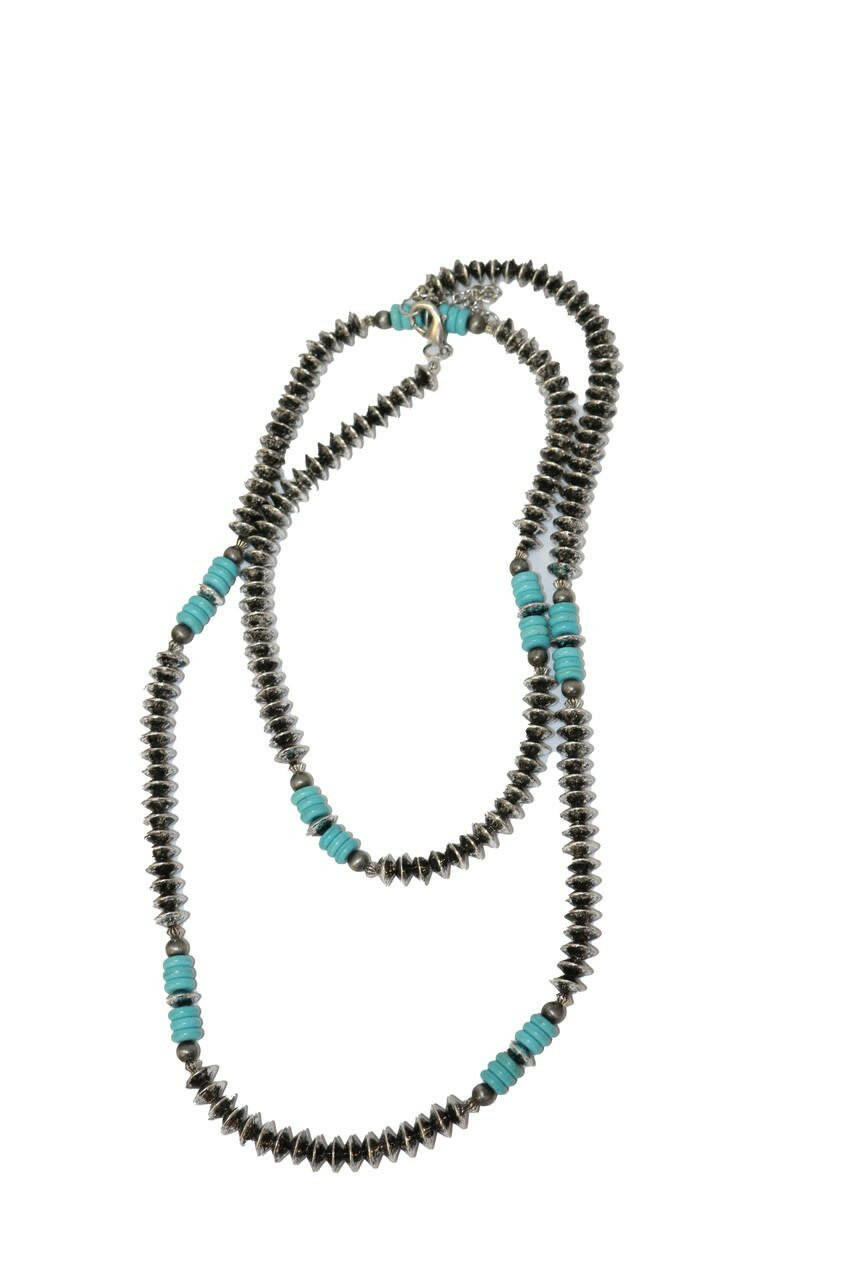 West & Co. Silver and Turquoise Beaded Necklace.