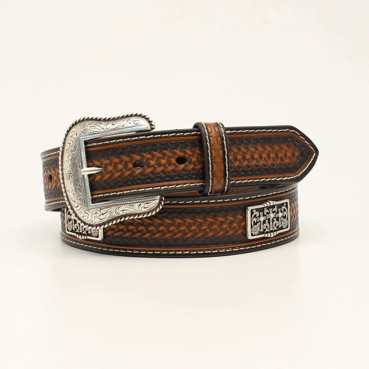 Men's Dark Brown Embossed Belt.