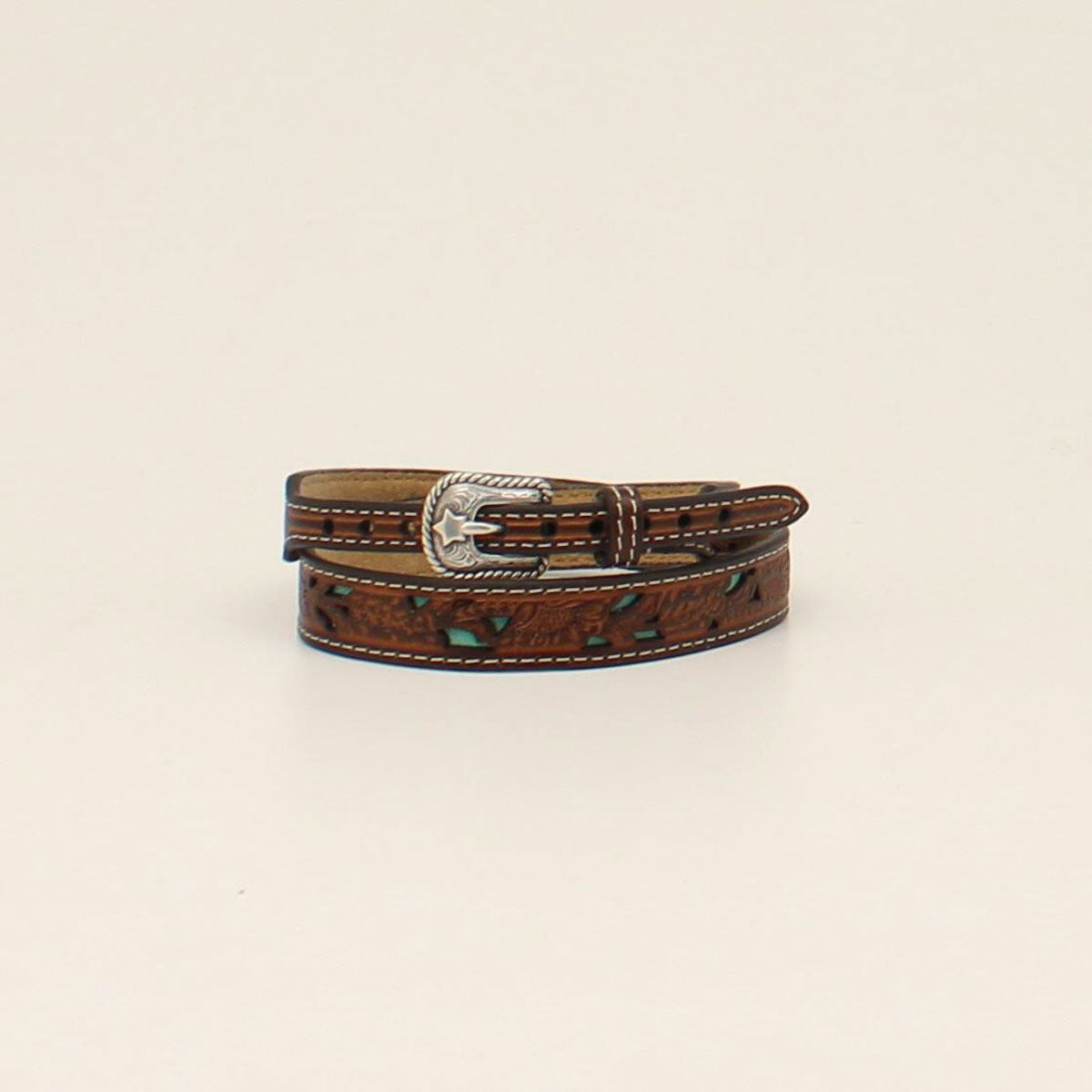 Twister Floral Tooled Turquoise Underlay Hatband 0275433