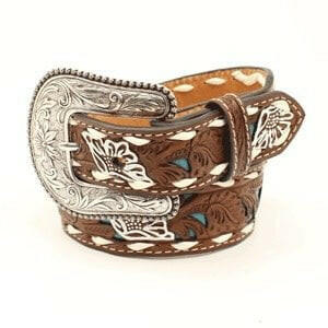 Girl's Floral Turquoise Western Belt.