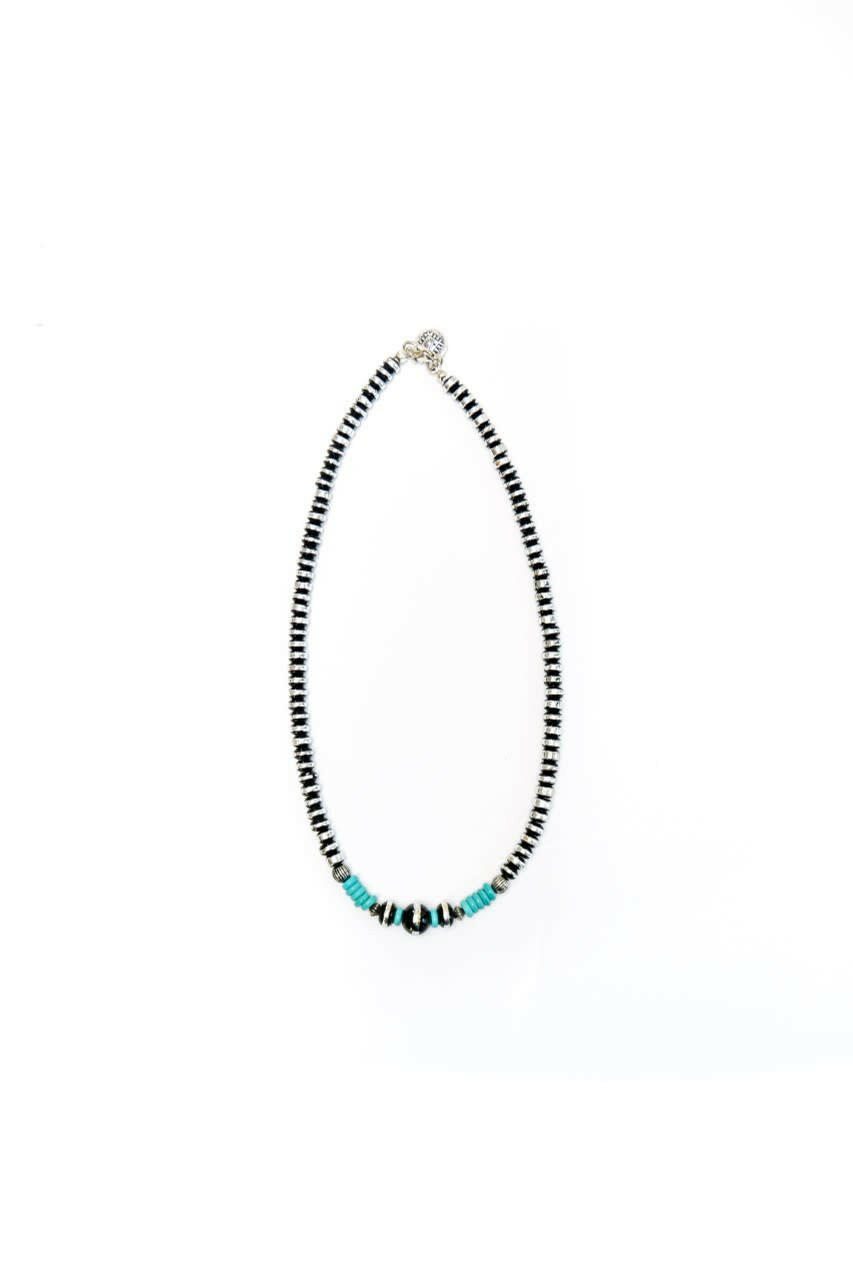 West & Co 16" Silver and Black Rondell Necklace.