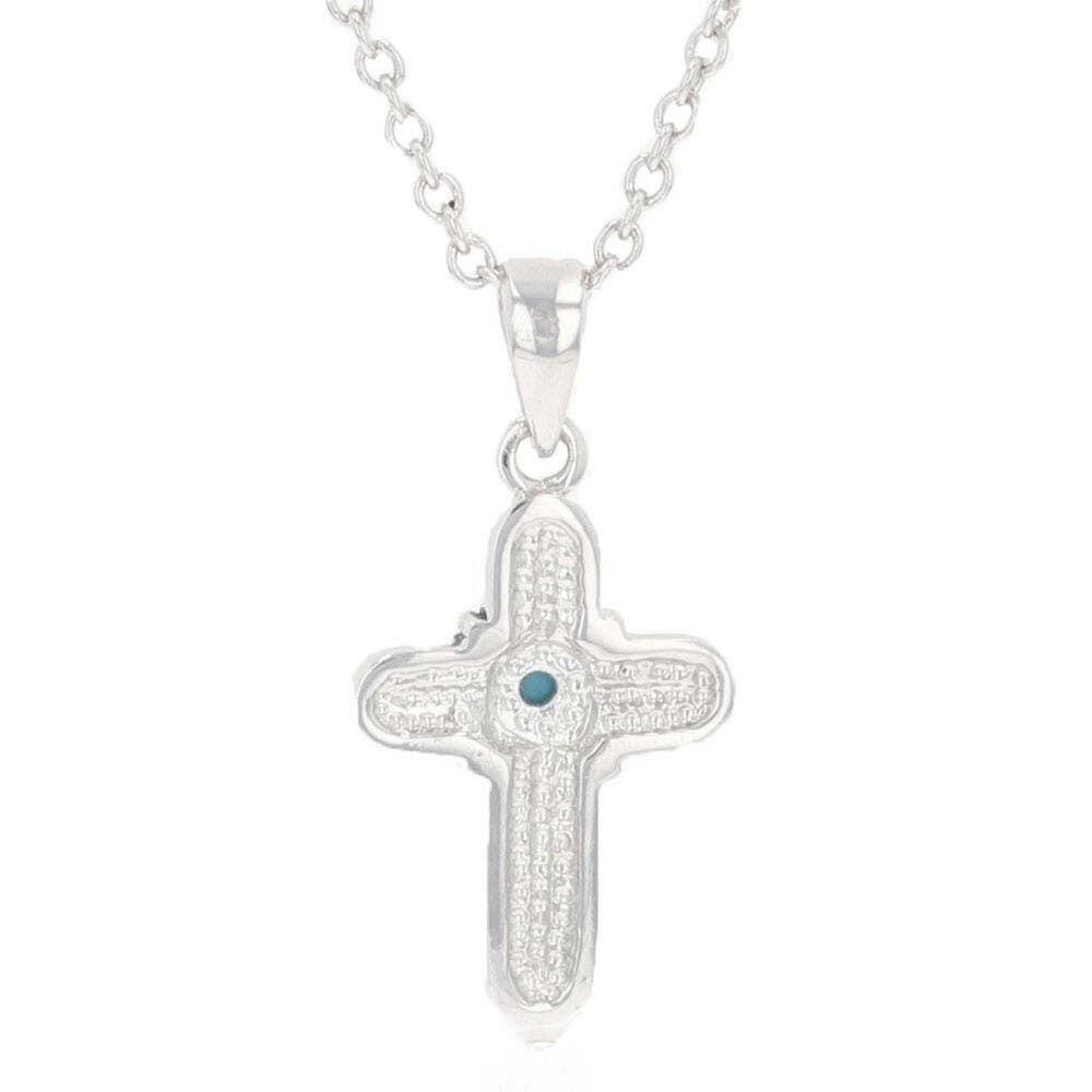 Montana Silversmiths Feathered Cross Turquoise Center Necklace.