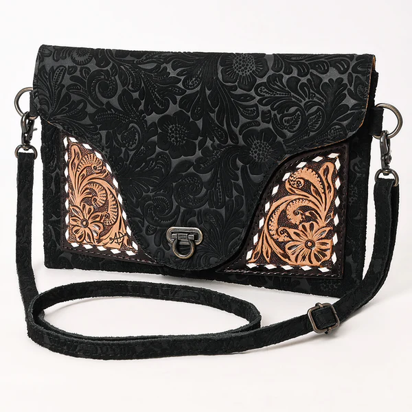 American Darling  Small Cross Body Bag with Damascus Hand-Tooled Floral Accents ADBG1641.