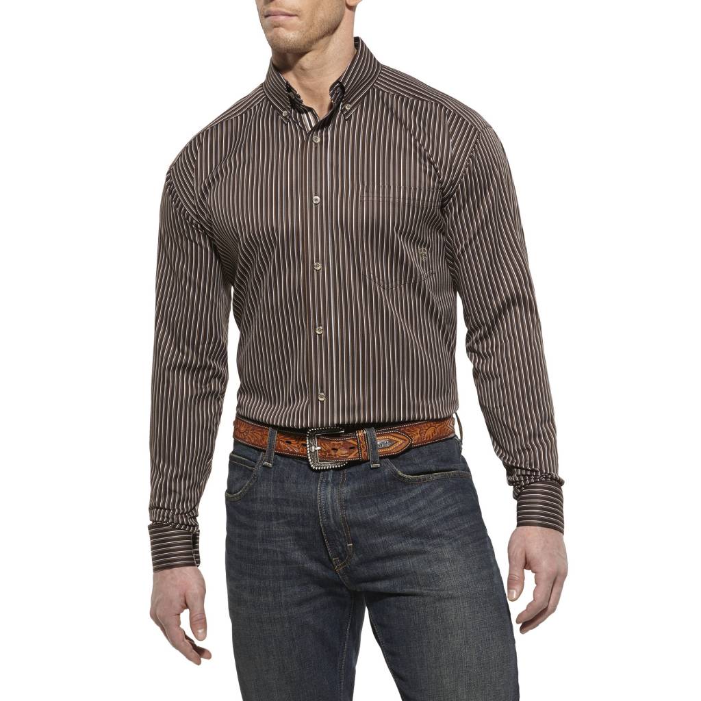 Ariat Men's Coffee Bean Stripe Button Down Shirt 10013318 C3