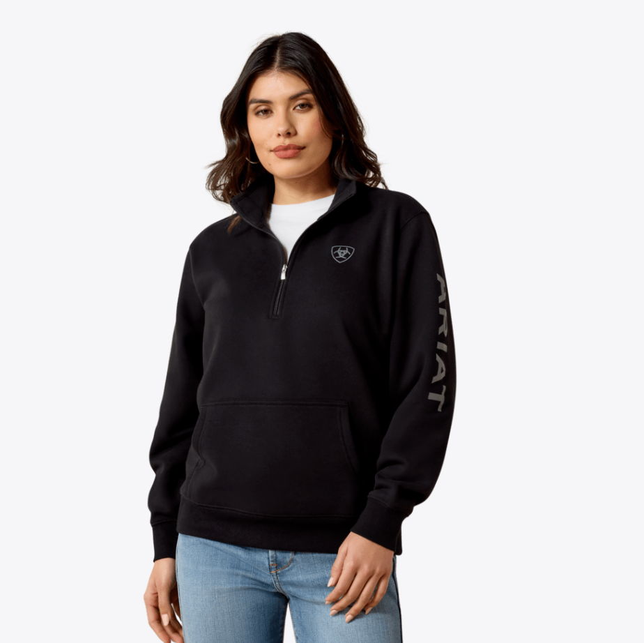 Ariat Women's Black Logo 1/2 Zip Sweatshirt 10063144