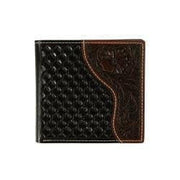 Nocona Men's Basketweave and Floral Embossed Bi-Fold Wallet.