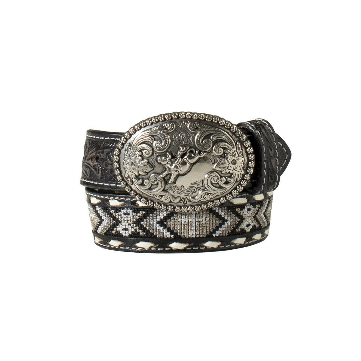 Nocona Boy's Black Leather Bullrider Belt.