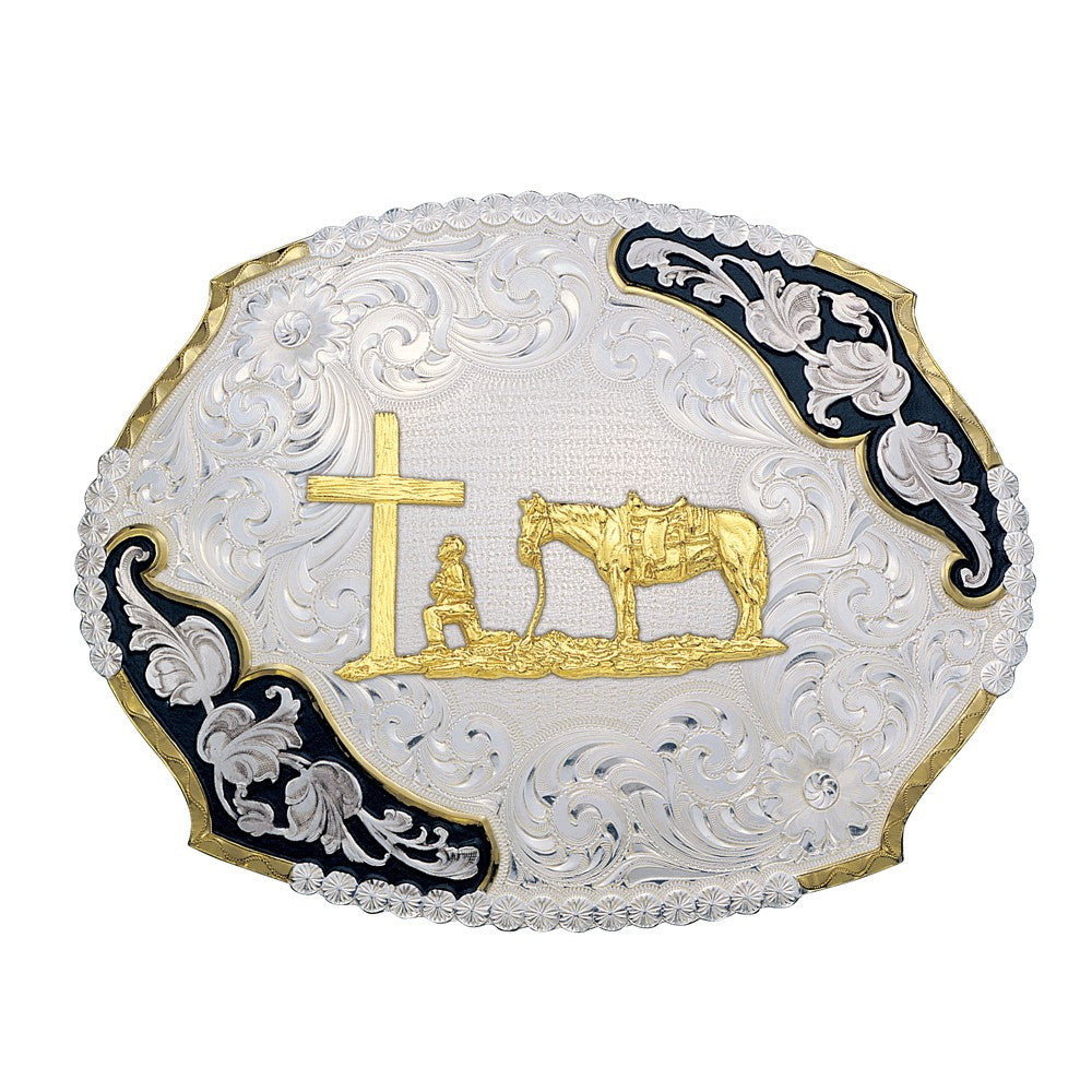 Montana Silversmiths Praying Cowboy Buckle 3810-731-BK