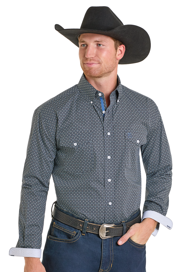 Panhandle Slim Men's Square Print Button Down Shirt