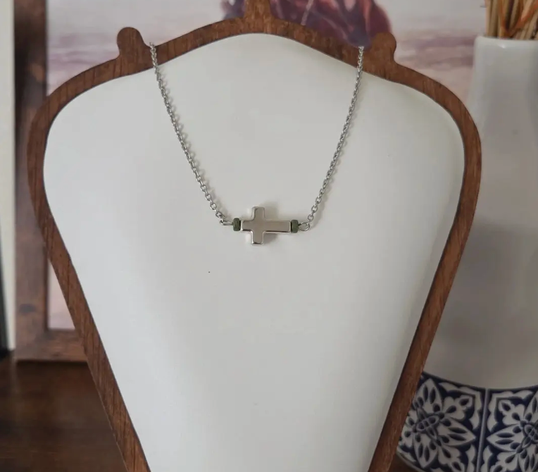 Peachy Cactus Dainty Cross Choker