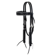 Weaver Black Leather Floral Buckstitch Headstall Browband 45014-00