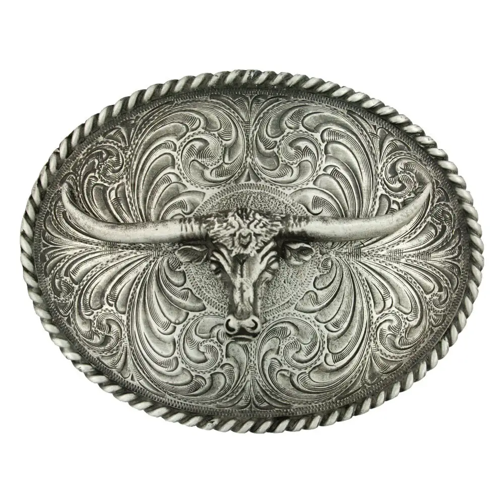 Montana Silversmiths Antique Longhorn Attitude Buckle 61028