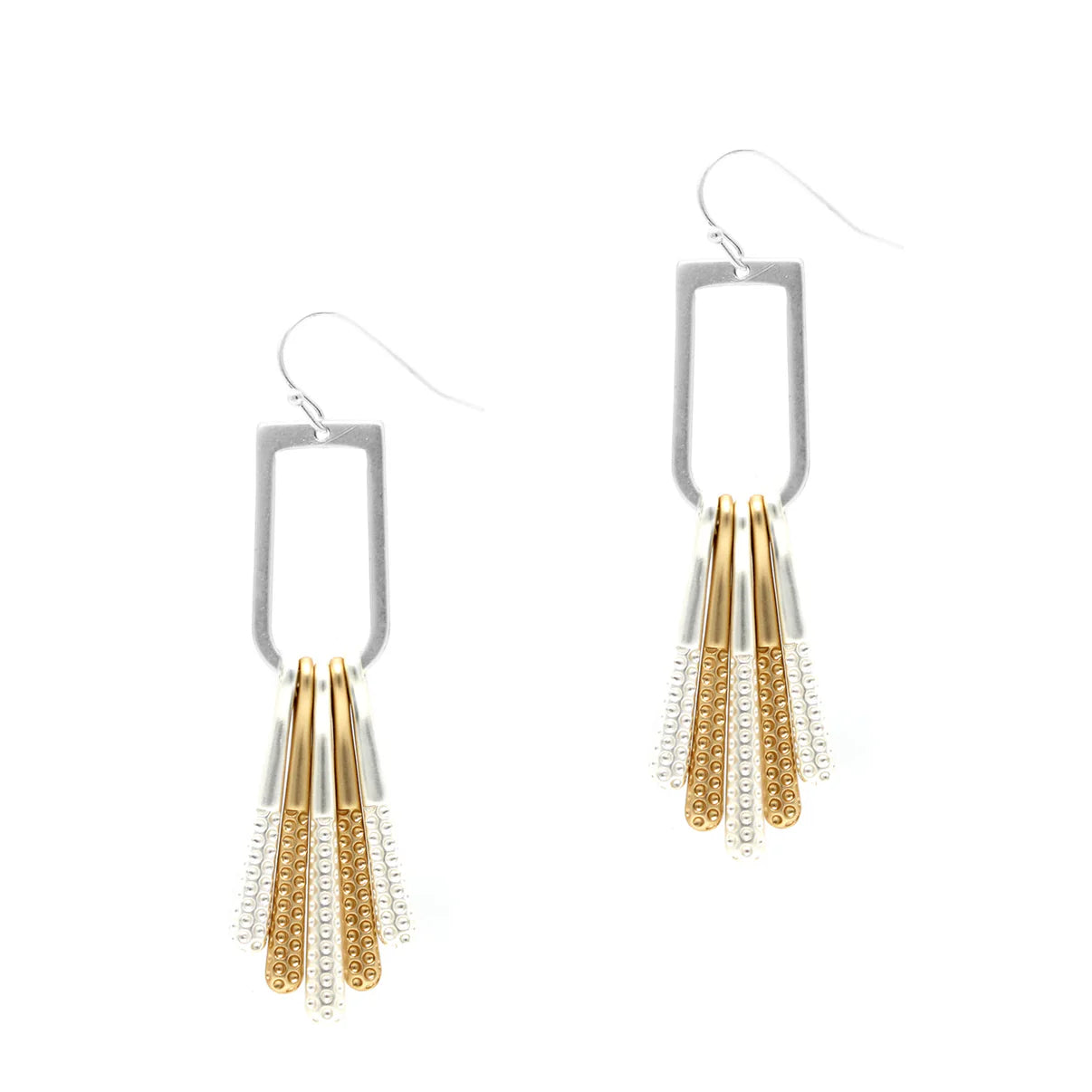 Peaceful Village Rectangle with Fingers Earrings p-e-bk107s