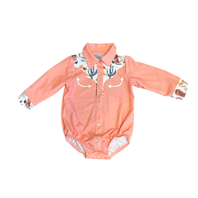 Shea Baby Girl's Cactus Vintage Snap Front Shirt GWEST29
