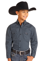 Panhandle Select Boy's Geo Print Button Down Shirt.