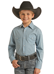 Panhandle Boy's Geo Print Snap Front Shirt.