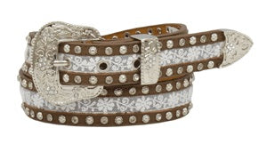 3D Belt Girl's Lace Inlay Western Belt