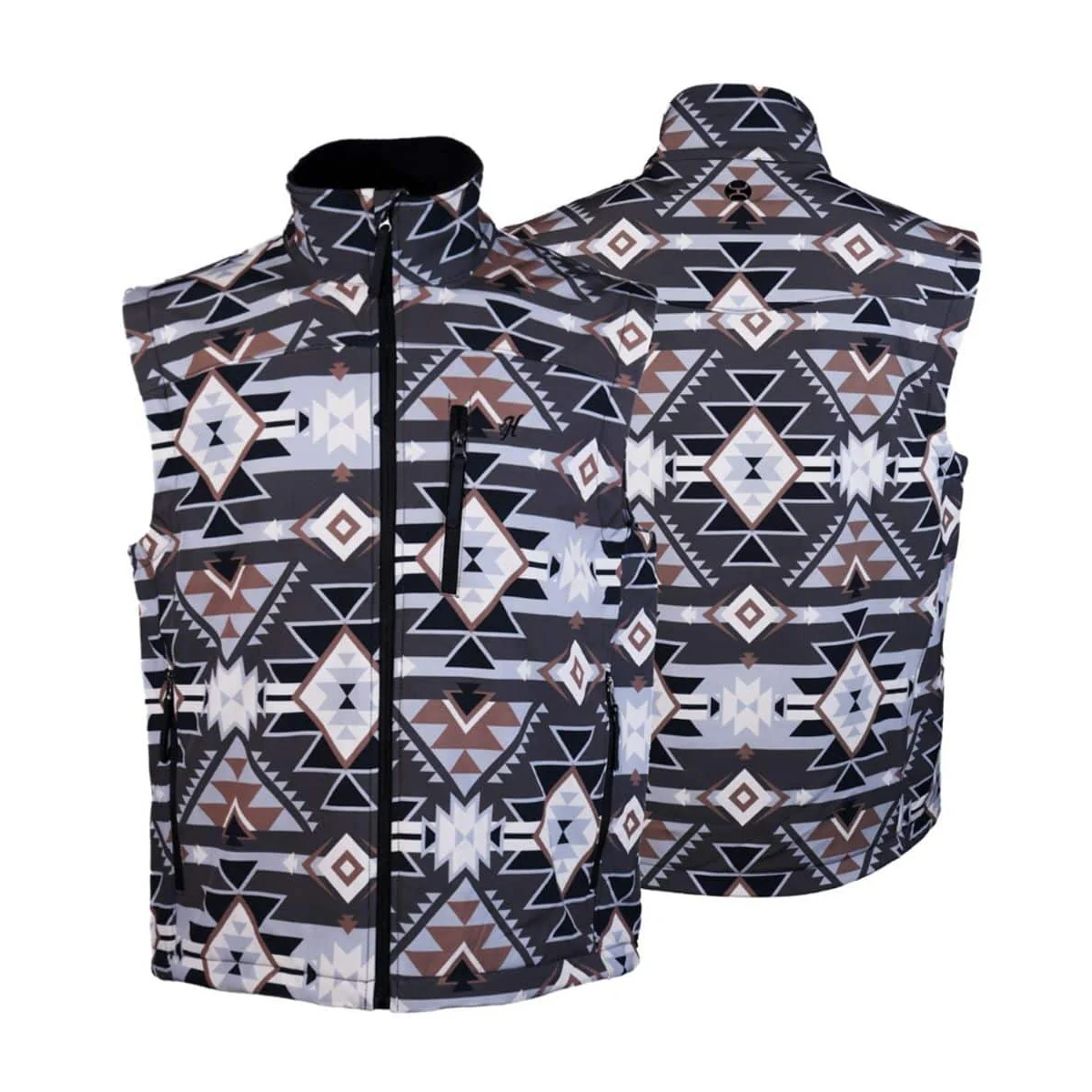 Hooey Boy's Grey Aztec Softshell Vest HV109AZGY-Y C4
