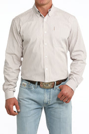 CINCH MNS LS BUT KHAKI STRIPES MTW1347157.