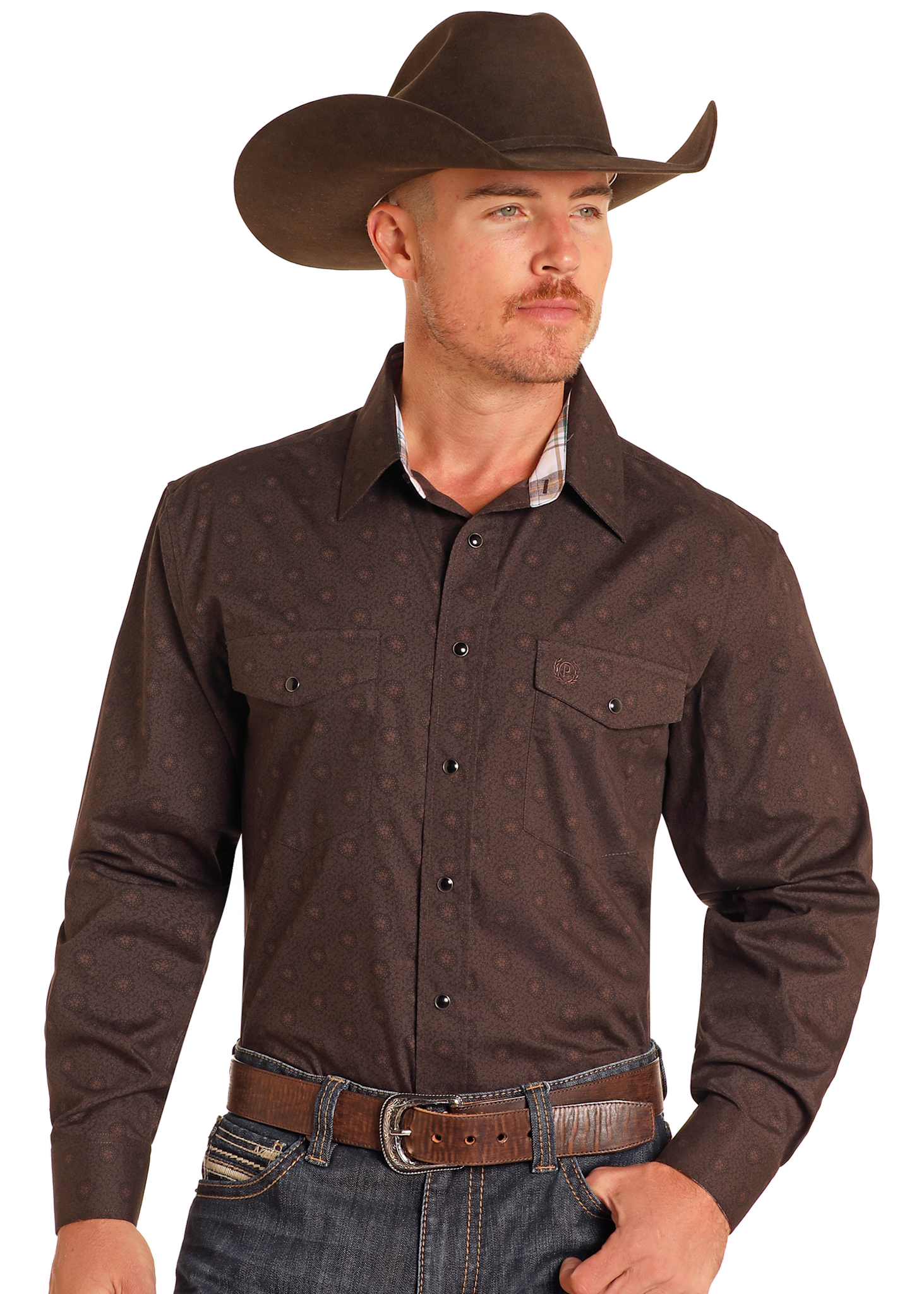 Panhandle Men's Medallion Print Snap Front Shirt.