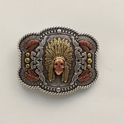 Nocona Feather Headress Skull Buckle 37600
