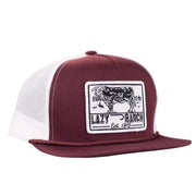 Lazy J Ranch Wear Maroon & White Bull Trap Classic Rope Trucker Cap MARWHT4R-BT