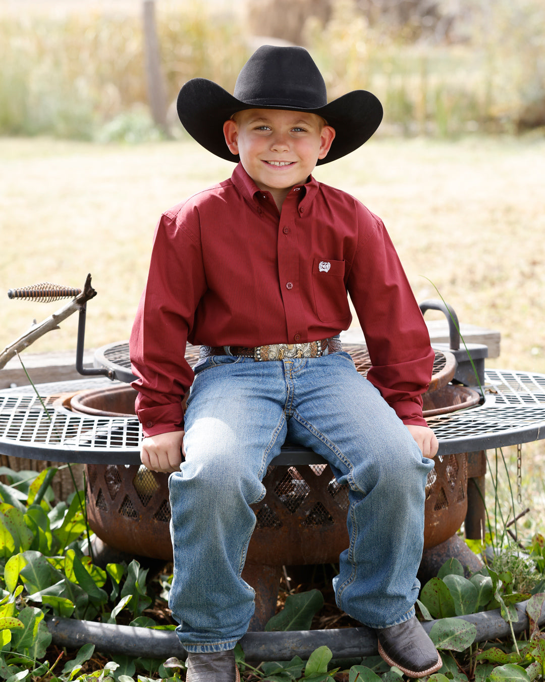 Cinch Boy's Solid Burgundy LS MTW7060426.