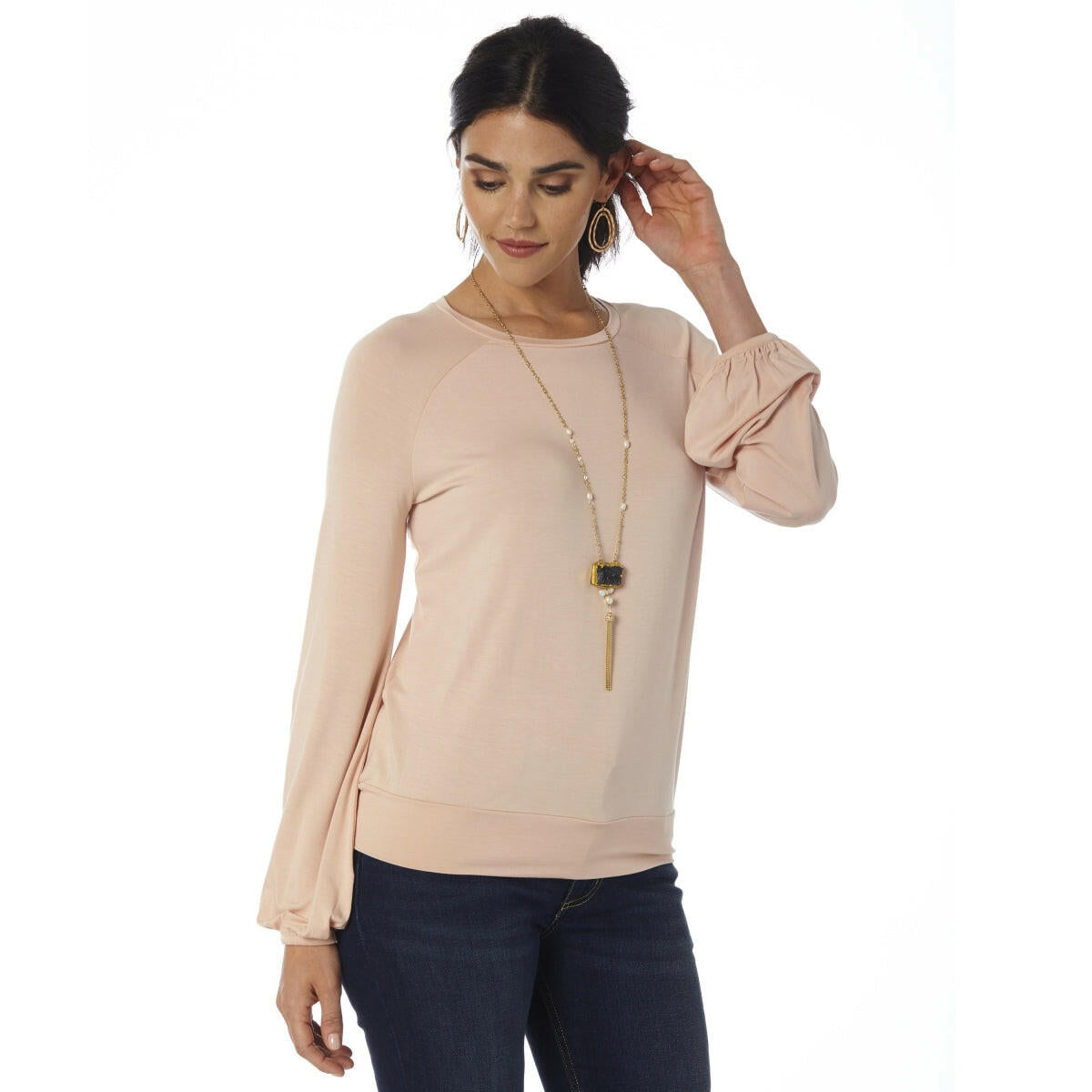 Women's Pale Pink Flowy Sweatshirt.