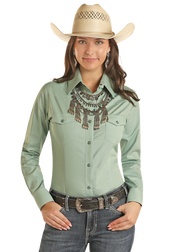 Panhandle Women's Aqua Long Sleeve Shirt.