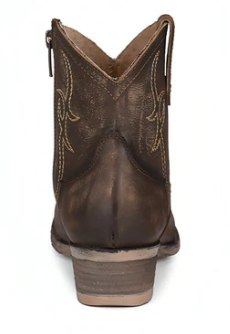 Circle G Ladies Tobacco Embroidery and Zipper Booties.