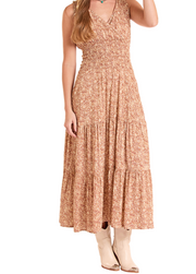R&R TAN TOOLED PRINT DRESS LWD1R08853.