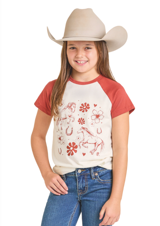Rock & Roll Cowgirl Raglan Sleeve Graphic Tee BG21T07426