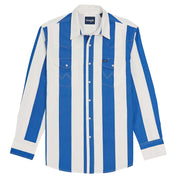 Wrangler Men's Vintage Blue and White Striped Shirt 2375917