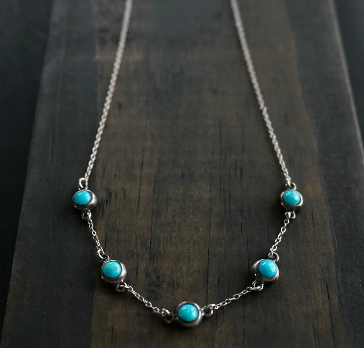 Sowell Jewelry 5 Stone Turquoise Necklace SWNS01