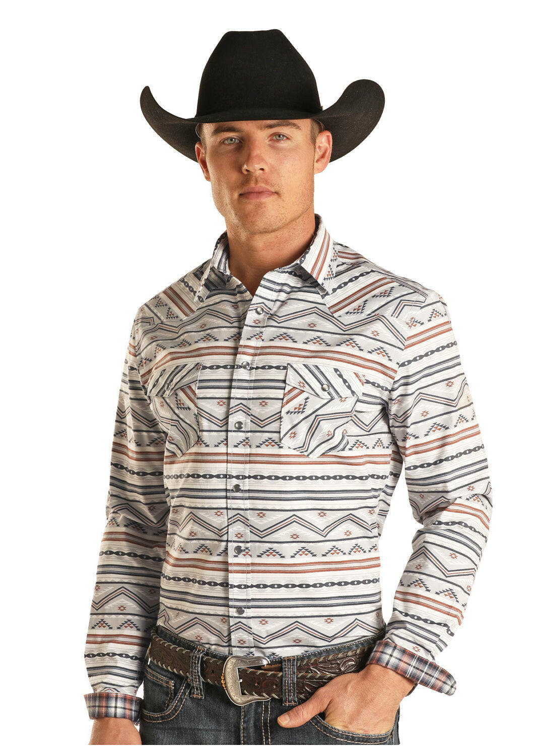 Rock & Roll Men's Silver Printed Long Sleeve.