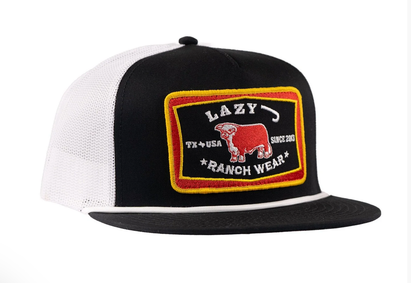 LAZY J FEED WAGON CAP BLKWHT4-FW.