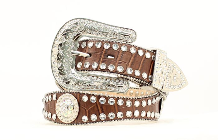 Nocona Women's Brown Scalloped Croc Print Belt N3512002