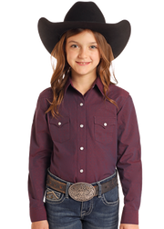 Rough Stock Girl's Solid Snap Front Shirt.
