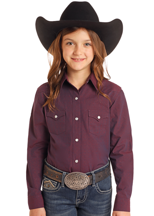 Rough Stock Girl's Solid Snap Front Shirt.