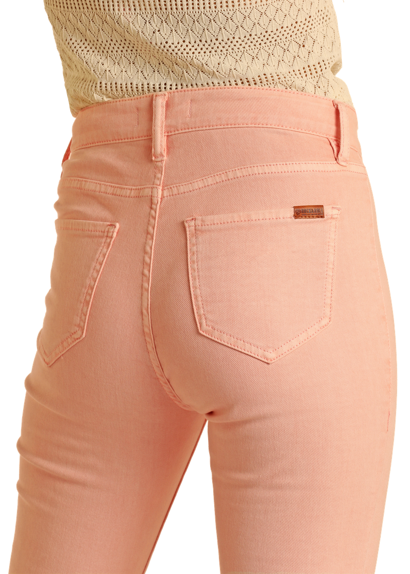 Rock & Roll Cowgirl Baby Pink Button Flare Jean.