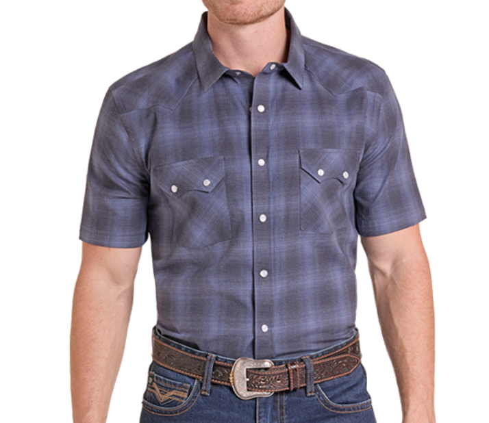 ROCK & ROLL MNS LGT NVY PLAID SS PMN3S08154.