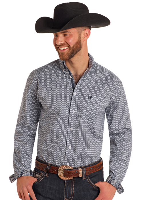 Rough Stock Men's Diamond Geo Button Down Shirt.