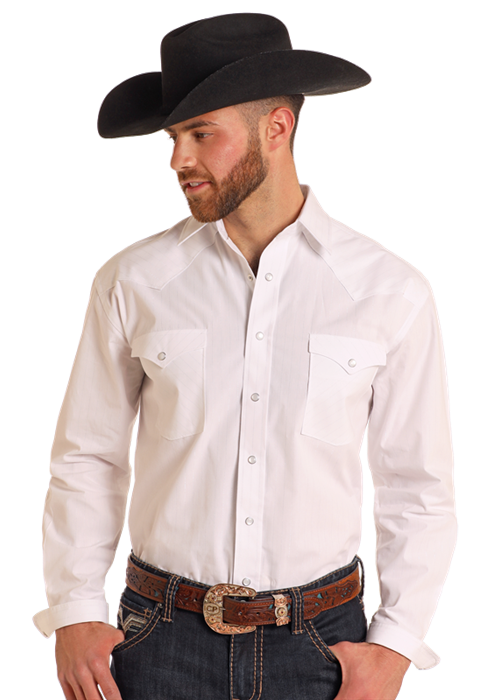 Panhandle Men's Solid White Snap Shirt.
