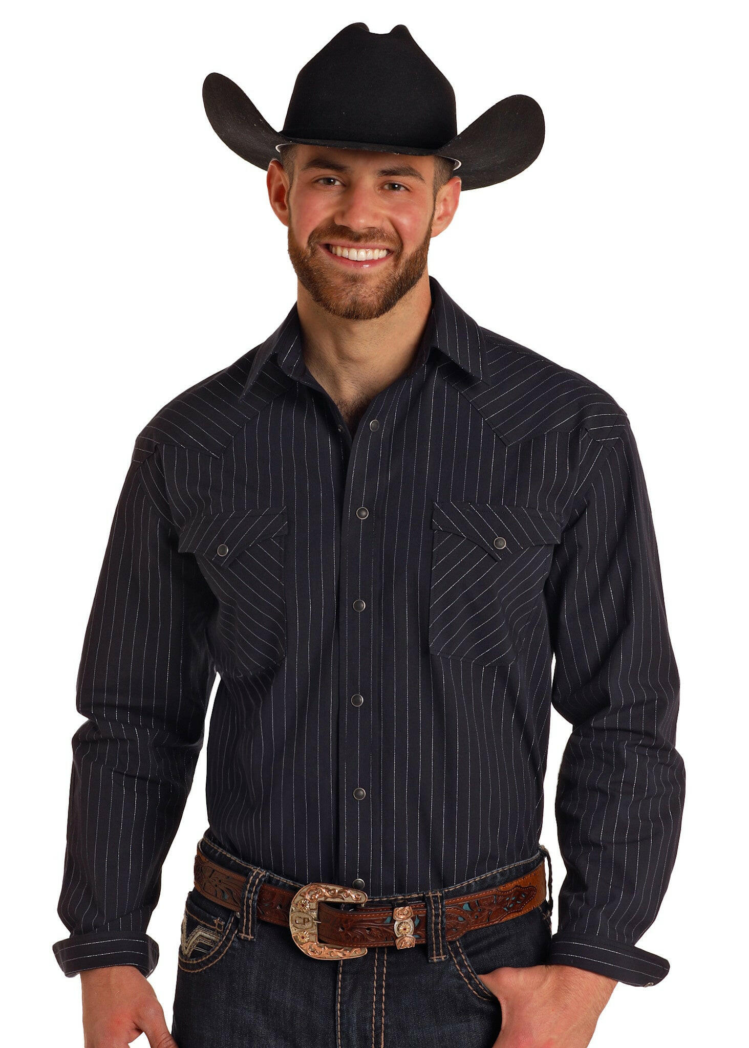 Panhandle Men's Pinstripe Snap Front Shirt.