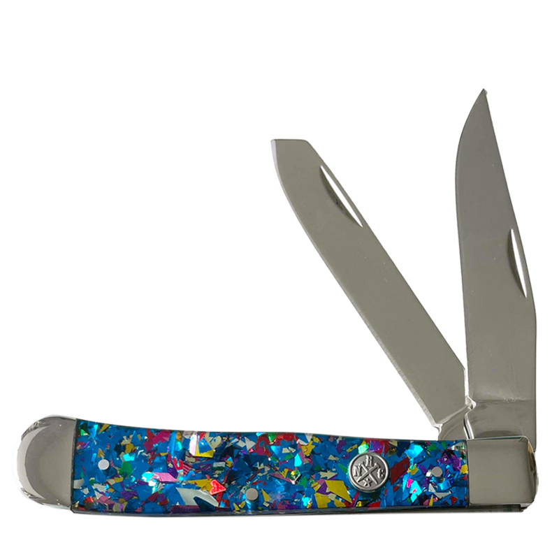 Rusted Nail Blue Infusion Trapper Knife.