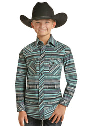 Rock & Roll Boy's Aztec Snap Front Shirt.