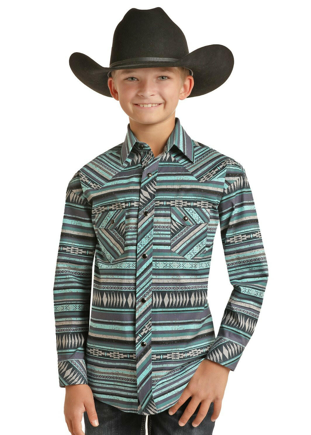 Rock & Roll Boy's Aztec Snap Front Shirt.