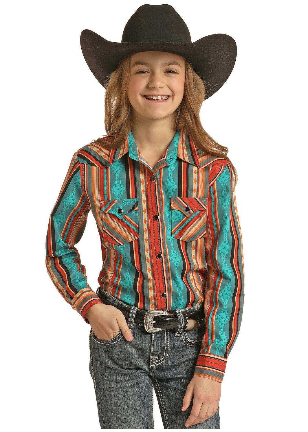Panhandle Girl's Striped Long Sleeve Shirt.