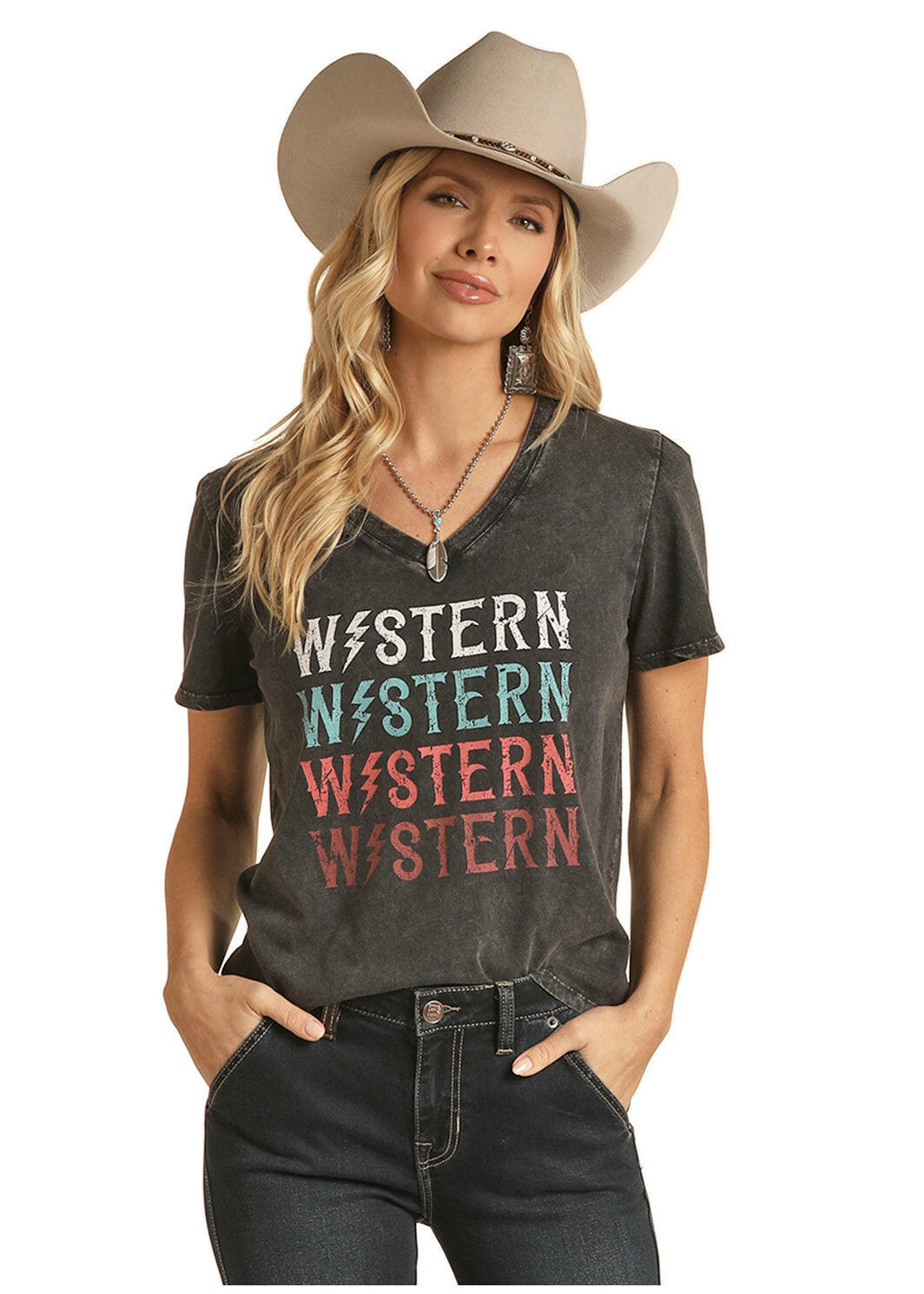 Rock & Roll Cowgirl Western Graphic Tee Size Small.