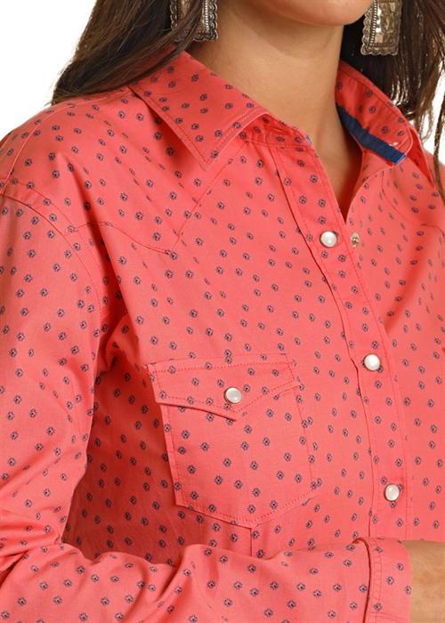 Rock & Roll Laides Micro Aztec Snap Front Shirt.